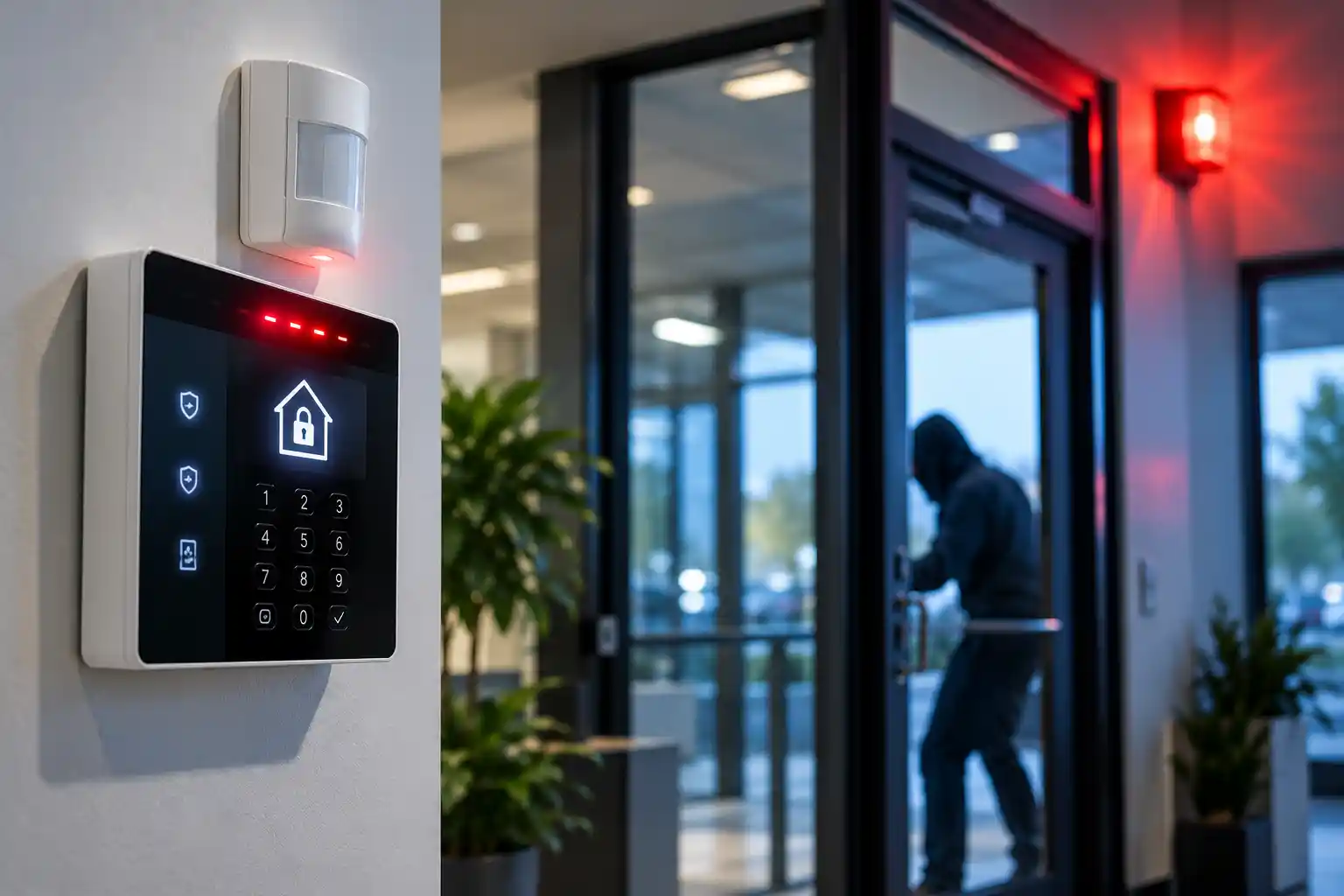 Security Alarm Intruder at the Door