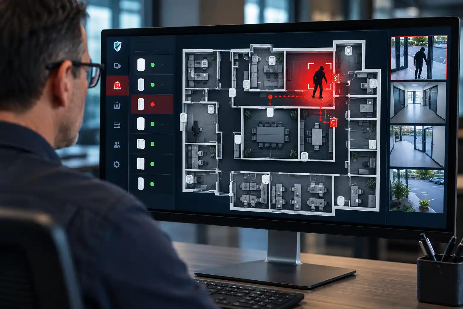 Security Operator Monitoring Intrusion Alert